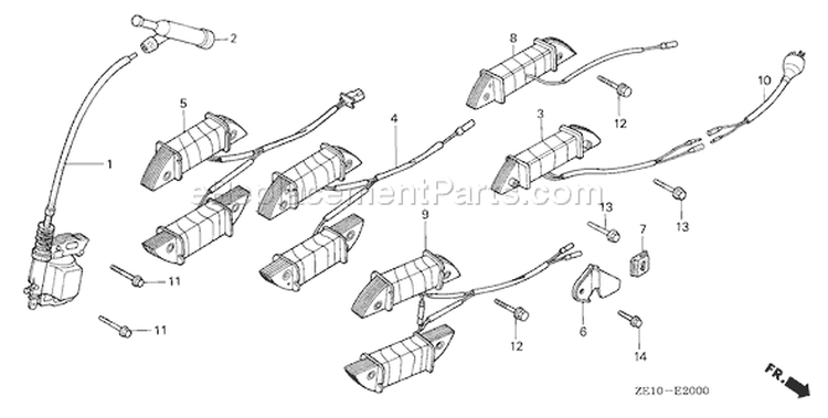 Page L Diagram and Parts List for GX140 Type RH - VIN# -1000001-3263982 Honda Engine