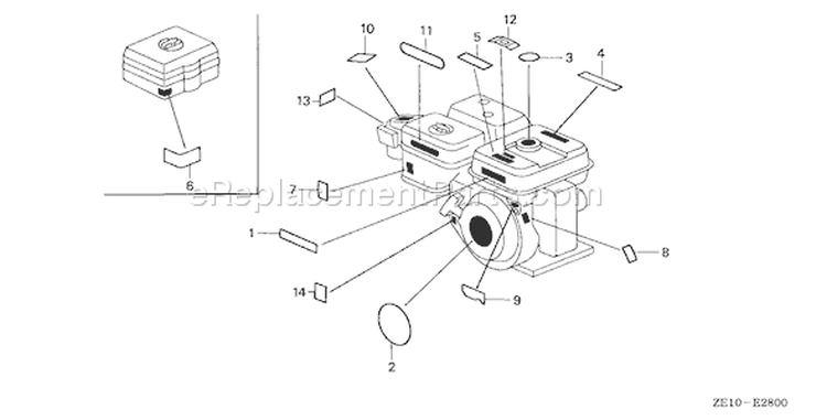 Page M Diagram and Parts List for GX140 Type RH - VIN# -1000001-3263982 Honda Engine