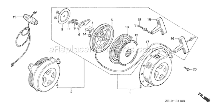Page P Diagram and Parts List for GX140 Type RH - VIN# -1000001-3263982 Honda Engine