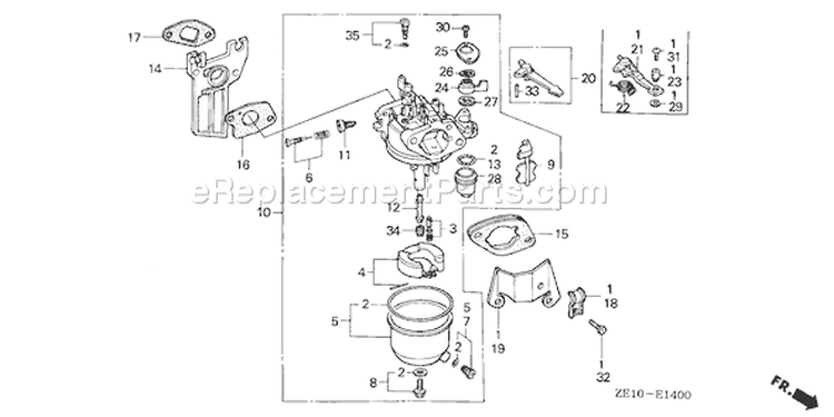 Page C Diagram and Parts List for GX140 Type RH - VIN# -1000001-3263982 Honda Engine