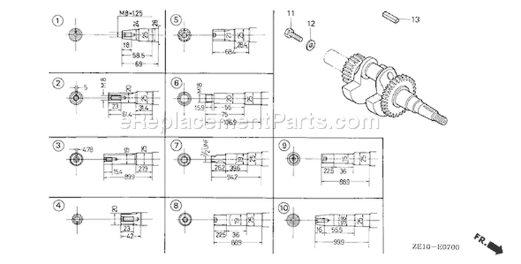 Page F Diagram and Parts List for GX140 Type RH - VIN# -1000001-3263982 Honda Engine