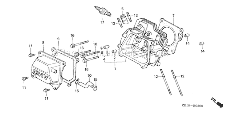 Page H Diagram and Parts List for GX140 Type RH - VIN# -1000001-3263982 Honda Engine