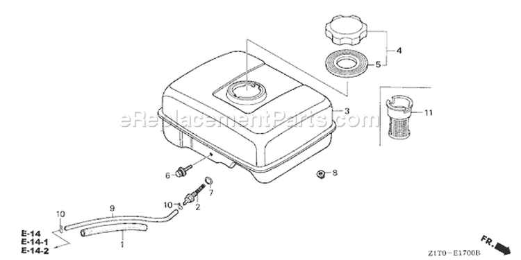 Page K Diagram and Parts List for GX160H1 Type QX2 - VIN# GCAAH-1000001-9999999 Honda Engine