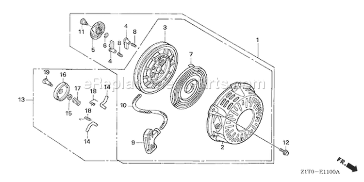 Page O Diagram and Parts List for GX160H1 Type QX2 - VIN# GCAAH-1000001-9999999 Honda Engine