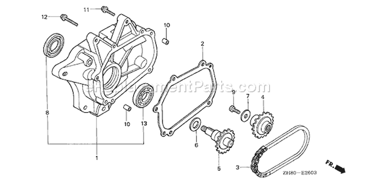 Page R Diagram and Parts List for GX160K1 Type AR - VIN# GC02-8670001-9099999 Honda Engine