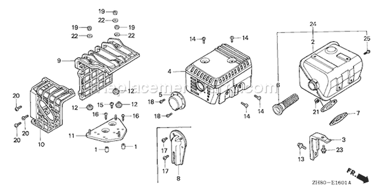 Page O Diagram and Parts List for GX160K1 Type QX22 - VIN# GC02-8670001-9099999 Honda Engine