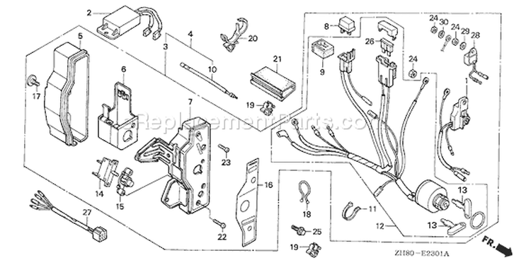 Page E Diagram and Parts List for GX160K1 Type QXE2 - VIN# GC02-8670001-9099999 Honda Engine