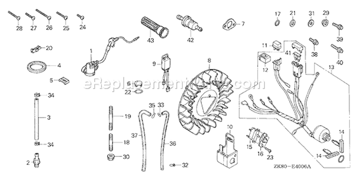 Page D Diagram and Parts List for GX160K1 Type RXE2/A - VIN# GC02-8670001-9099999 Honda Engine