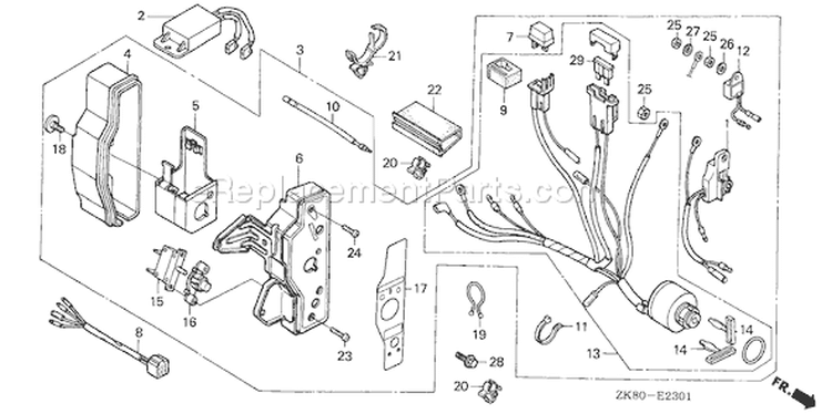 Page F Diagram and Parts List for GX160K1 Type RXE2/A - VIN# GC02-8670001-9099999 Honda Engine