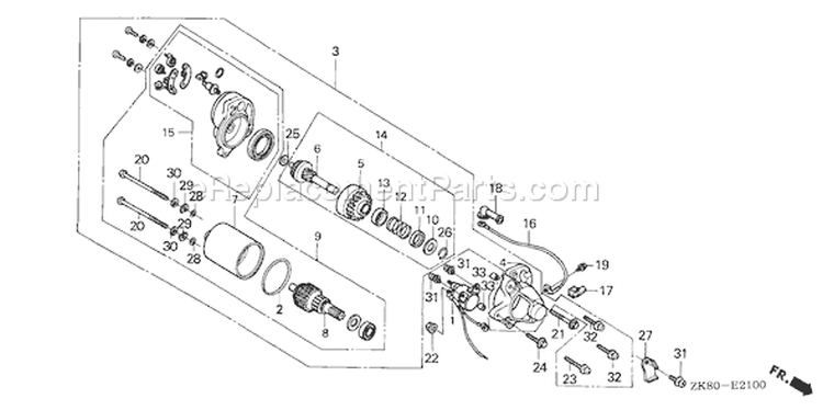 Page U Diagram and Parts List for GX160K1 Type RXE2/A - VIN# GC02-8670001-9099999 Honda Engine