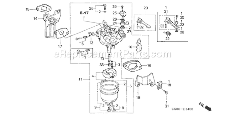 Page C Diagram and Parts List for GX160K1 Type RD/A - VIN# GC02-8670001-9099999 Honda Engine