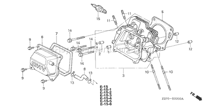 Page H Diagram and Parts List for GX160K1 Type LD - VIN# GCAAK-1000001-8669999 Honda Engine