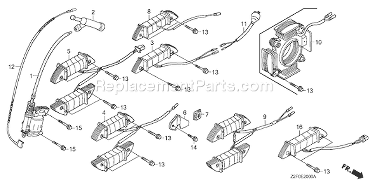 Page L Diagram and Parts List for GX160K1 Type LD - VIN# GCAAK-1000001-8669999 Honda Engine