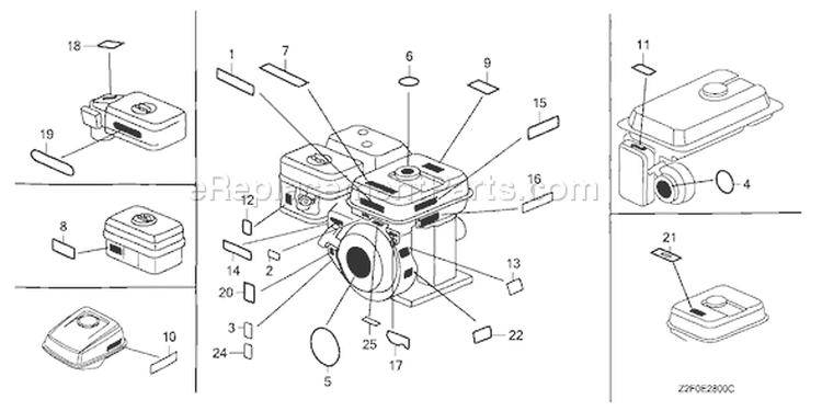 Page M Diagram and Parts List for GX160K1 Type LD - VIN# GCAAK-1000001-8669999 Honda Engine