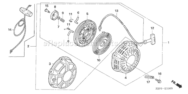Page P Diagram and Parts List for GX160K1 Type LD - VIN# GCAAK-1000001-8669999 Honda Engine