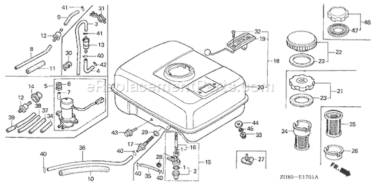 Page L Diagram and Parts List for GX160K1 Type QXE2 - VIN# GC02-8670001-9099999 Honda Engine