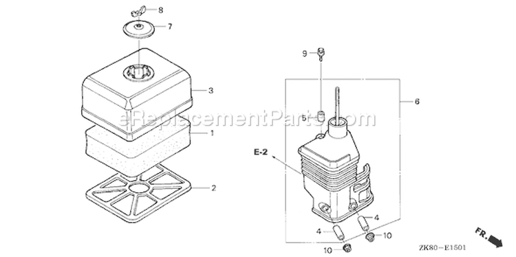 Page A Diagram and Parts List for GX160K1 Type WKT2/A - VIN# GC02-8670001-9099999 Honda Engine