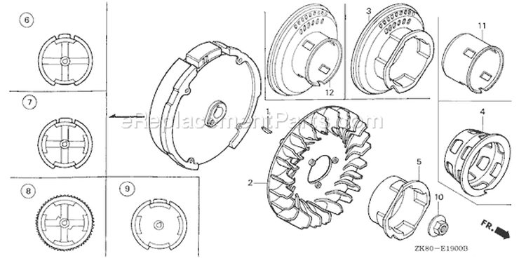 Page K Diagram and Parts List for GX160K1 Type QAX2/A - VIN# GC02-8670001-9099999 Honda Engine