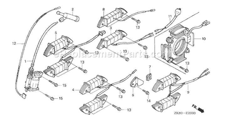 Page M Diagram and Parts List for GX160K1 Type QAX2/A - VIN# GC02-8670001-9099999 Honda Engine