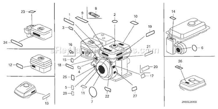 Page N Diagram and Parts List for GX160K1 Type QAX2/A - VIN# GC02-8670001-9099999 Honda Engine