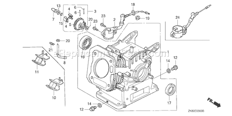 Page H Diagram and Parts List for GX160K1 Type QAX2/A - VIN# GC02-8670001-9099999 Honda Engine