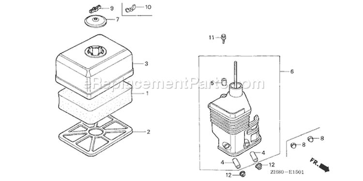 Page A Diagram and Parts List for GX160K1 Type WKT2 - VIN# GC02-8670001-9099999 Honda Engine