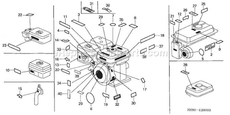 Page O Diagram and Parts List for GX160K1 Type QXE2 - VIN# GC02-8670001-9099999 Honda Engine