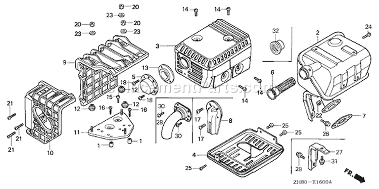 Page P Diagram and Parts List for GX160K1 Type QXE2 - VIN# GC02-8670001-9099999 Honda Engine