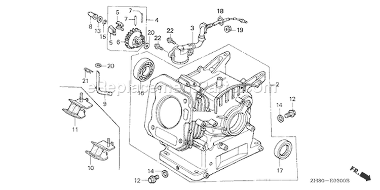 Page H Diagram and Parts List for GX160K1 Type QXE2 - VIN# GC02-8670001-9099999 Honda Engine