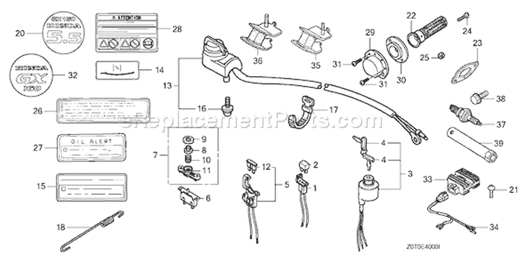 Page M Diagram and Parts List for GX160T1 Type VWW2 - VIN# GCABT-1000001-9999999 Honda Engine