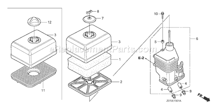 Page A Diagram and Parts List for GX160T1 Type WKT2 - VIN# GCABT-1000001-9999999 Honda Engine