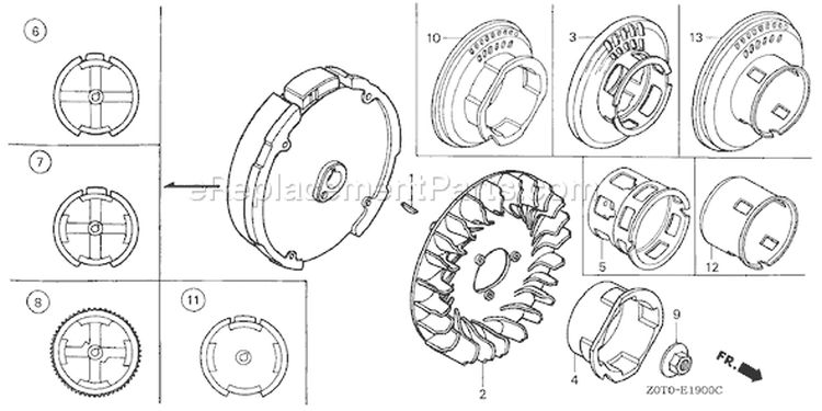 Page J Diagram and Parts List for GX160T1 Type QX2 - VIN# GCABT-1000001-9999999 Honda Engine