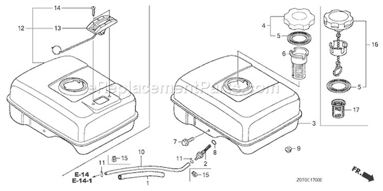 Page K Diagram and Parts List for GX160T1 Type QX2 - VIN# GCABT-1000001-9999999 Honda Engine