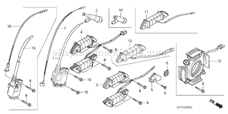 Page L Diagram and Parts List for GX160T1 Type QX2 - VIN# GCABT-1000001-9999999 Honda Engine
