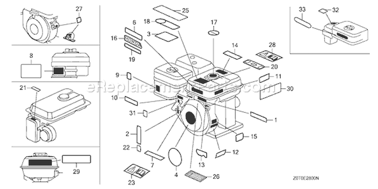 Page M Diagram and Parts List for GX160T1 Type QX2 - VIN# GCABT-1000001-9999999 Honda Engine