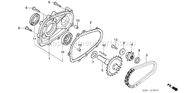 Page R Diagram and Parts List for GX160U1 Type LX4 - VIN# GCACK-1000001 Honda Engine