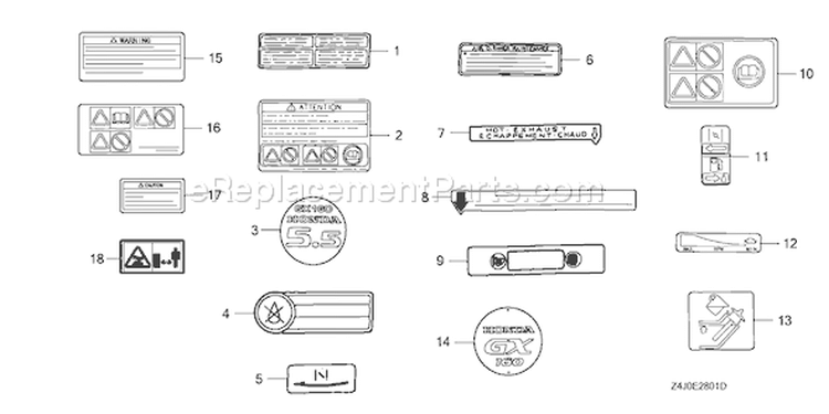 Page N Diagram and Parts List for GX160U1 Type QPU - VIN# GCACK-1000001 Honda Engine