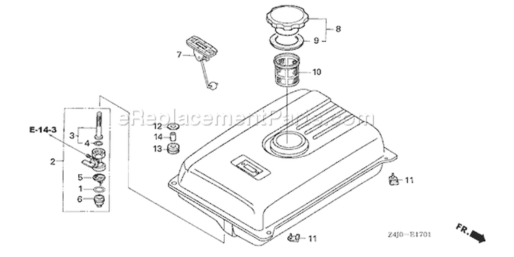 Page K Diagram and Parts List for GX160U1 Type VSW4 - VIN# GCACK-1000001-9999999 Honda Engine