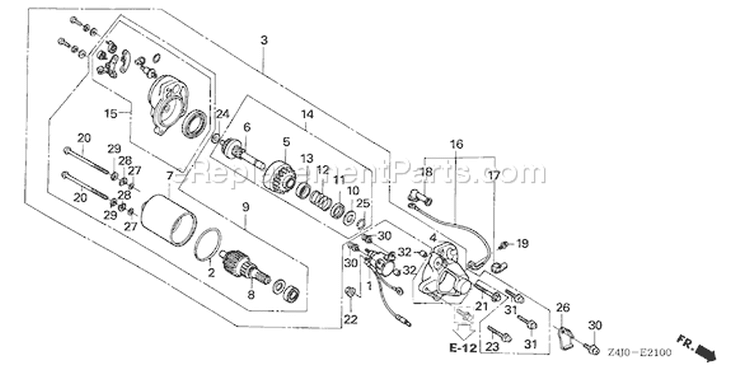 Page T Diagram and Parts List for GX160U1 Type QXE5 - VIN# GCACK-1000001 Honda Engine