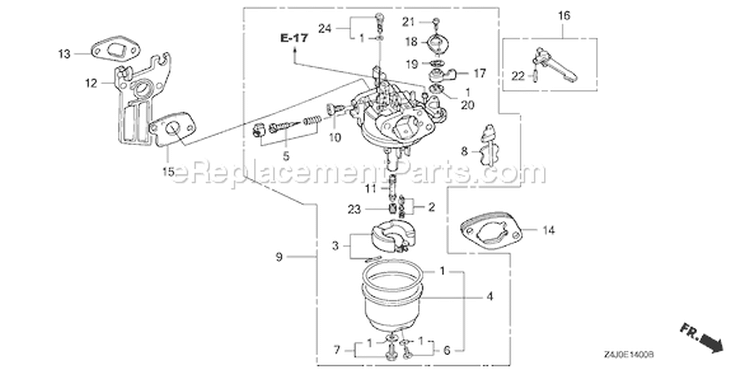 Page C Diagram and Parts List for GX160U1 Type QFE4 - VIN# GCACK-1000001 Honda Engine