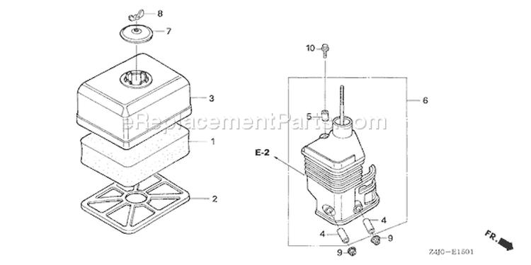 Page A Diagram and Parts List for GX160U1 Type LSJ4 - VIN# GCACK-1000001 Honda Engine