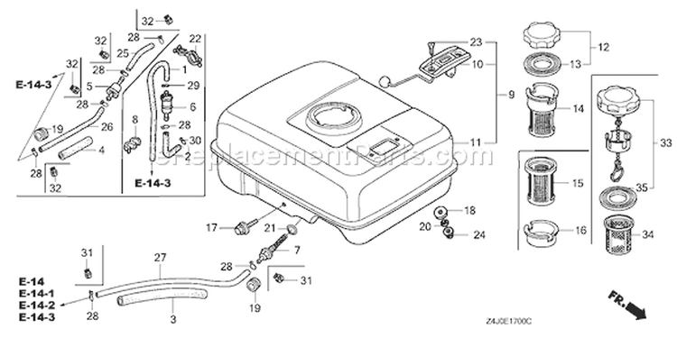Page K Diagram and Parts List for GX160U1 Type QPU - VIN# GCACK-1000001 Honda Engine