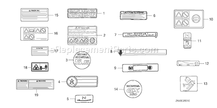 Page N Diagram and Parts List for GX160U1 Type VPM5 - VIN# GCACK-1000001-9999999 Honda Engine