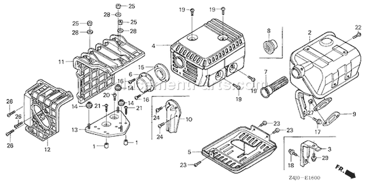 Page O Diagram and Parts List for GX160U1 Type QPU - VIN# GCACK-1000001 Honda Engine