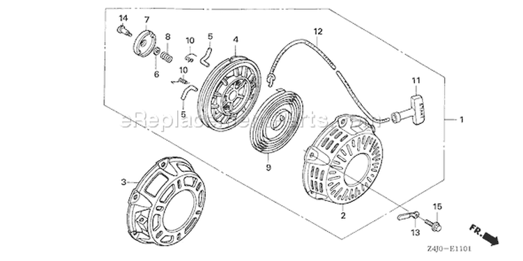 Page R Diagram and Parts List for GX160U1 Type QPU - VIN# GCACK-1000001 Honda Engine