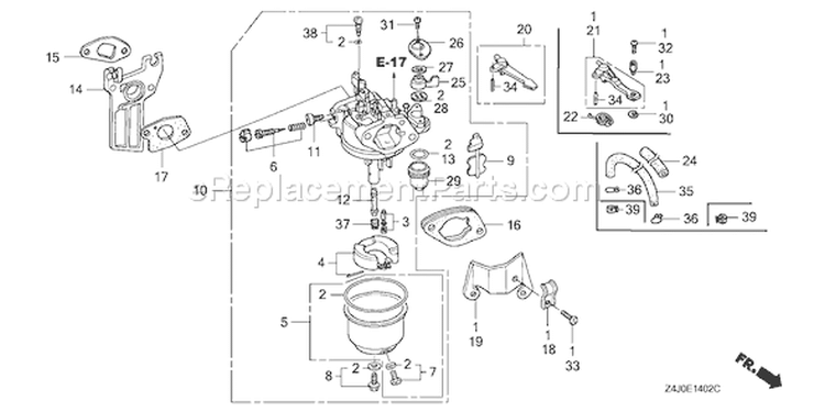 Page C Diagram and Parts List for GX160U1 Type QPU - VIN# GCACK-1000001 Honda Engine