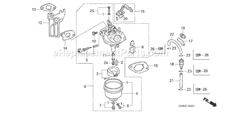 Page C Diagram and Parts List for GX160UT1 Type VPR9 - VIN# GCAFT-1000001 Honda Engine