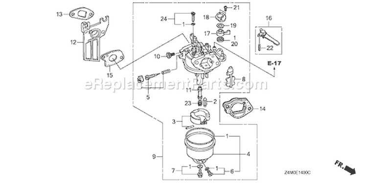 Page C Diagram and Parts List for GX160UT1 Type WKS - VIN# GCAFT-1000001 Honda Engine