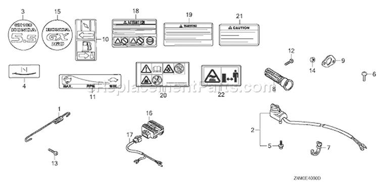 Page P Diagram and Parts List for GX160UT1 Type SWX2 - VIN# GCAFT-1000001 Honda Engine