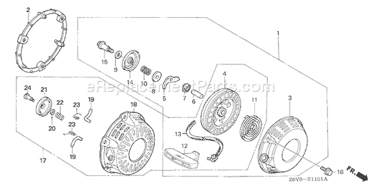 Page P Diagram and Parts List for GX200T Type LX2 - VIN# GCACT-1000001-9999999 Honda Engine